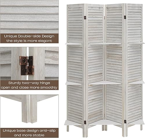 Miniatura 3 de Babion Divisor de habitación de 4 paneles, separadores de habitación de pantalla de privacidad y pantalla de privacidad plegable, separadores de