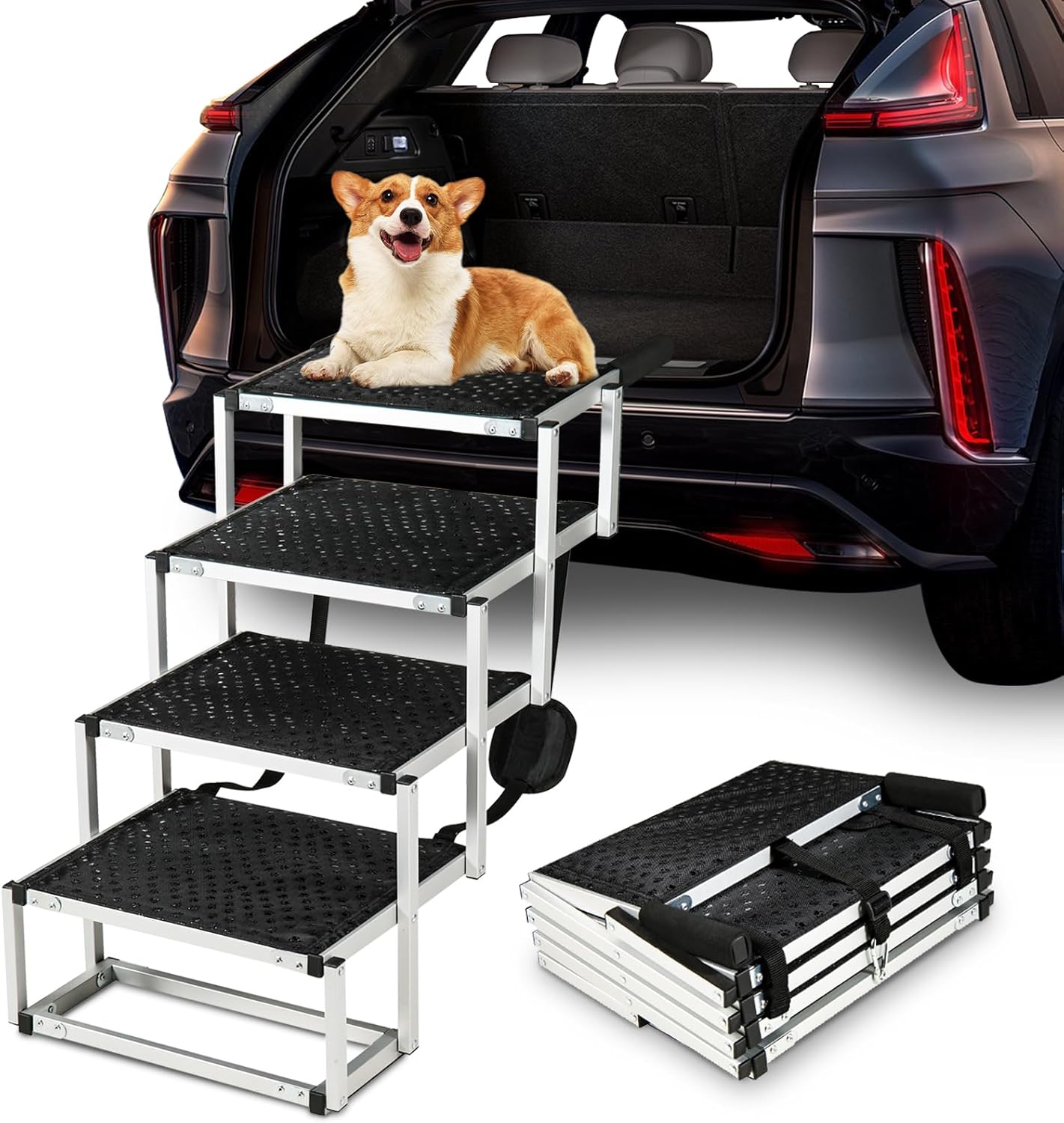Portable Dog Stairs for Car, Foldable Dog Car Ramps for