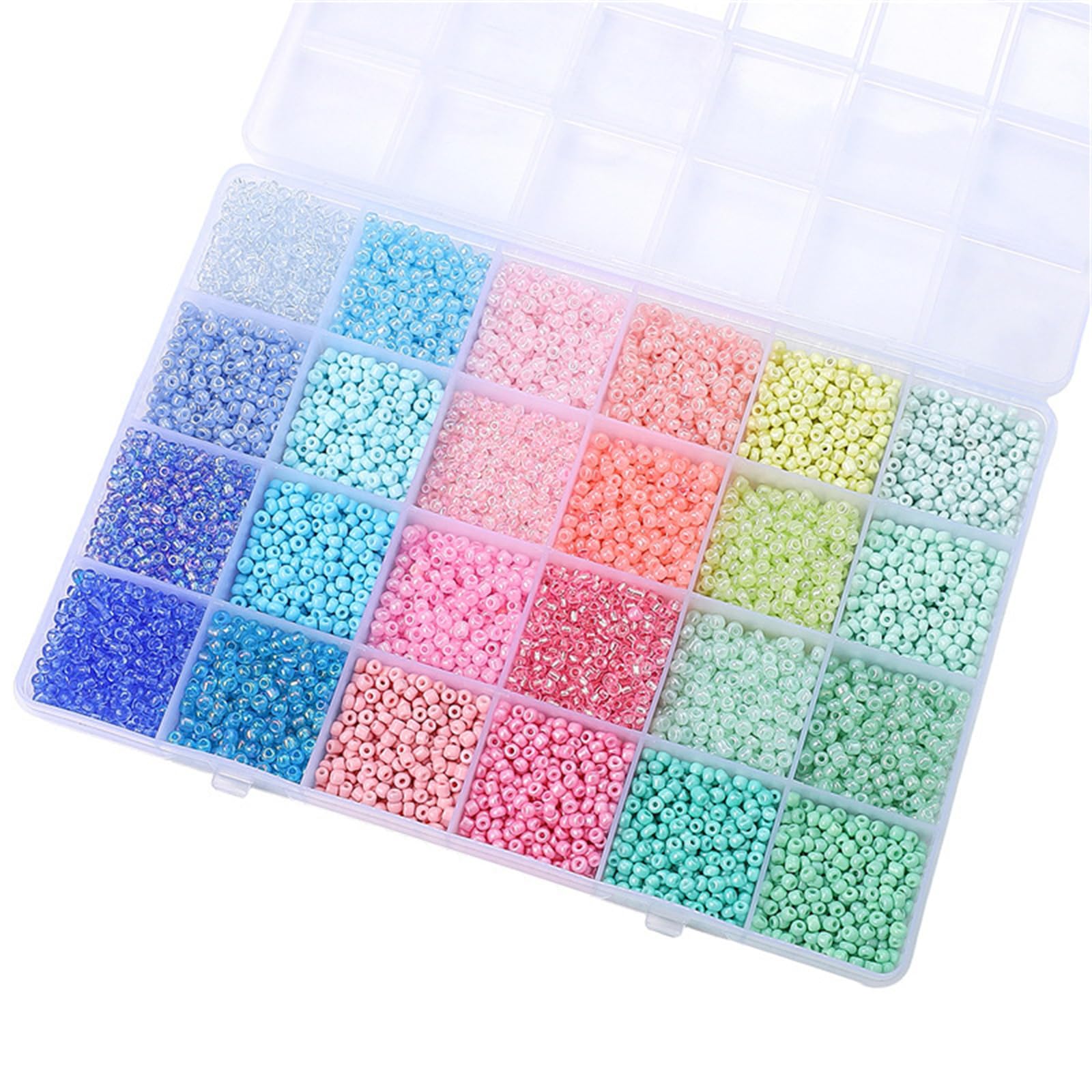 Jazuaiao Artisanal Beads Set Featuring 24 Grids Organizers and Assorted Glass for Creative Designs Jewelry Making Assortment Box