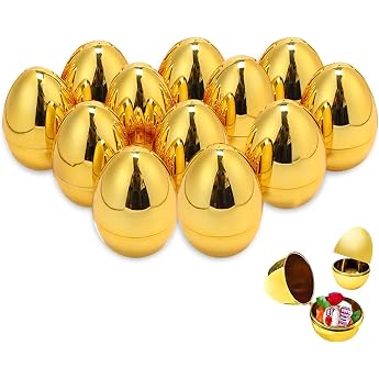 12 St ck Goldene Ostereier Ostereier Bef llbare Osterei 6 cm Easter Egg Ostereiersuchspiele Gastgeschenkf ller f r Osterparty Firmenaktivit ten