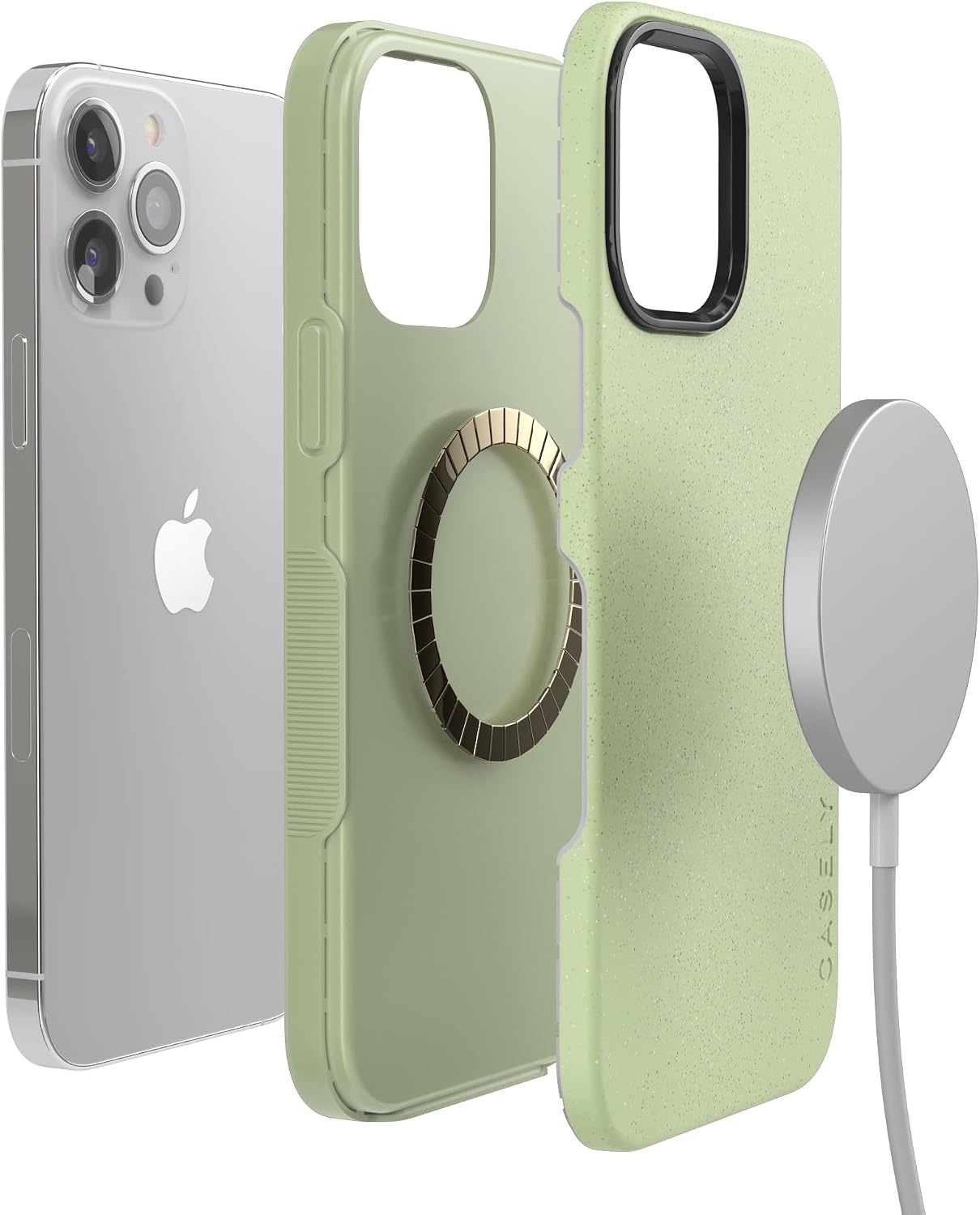 Casely iPhone 13 Pro Max Case | Kiwi Kiss | Matcha Green Shimmer | Bold Protective Design | Compatible with MagSafe