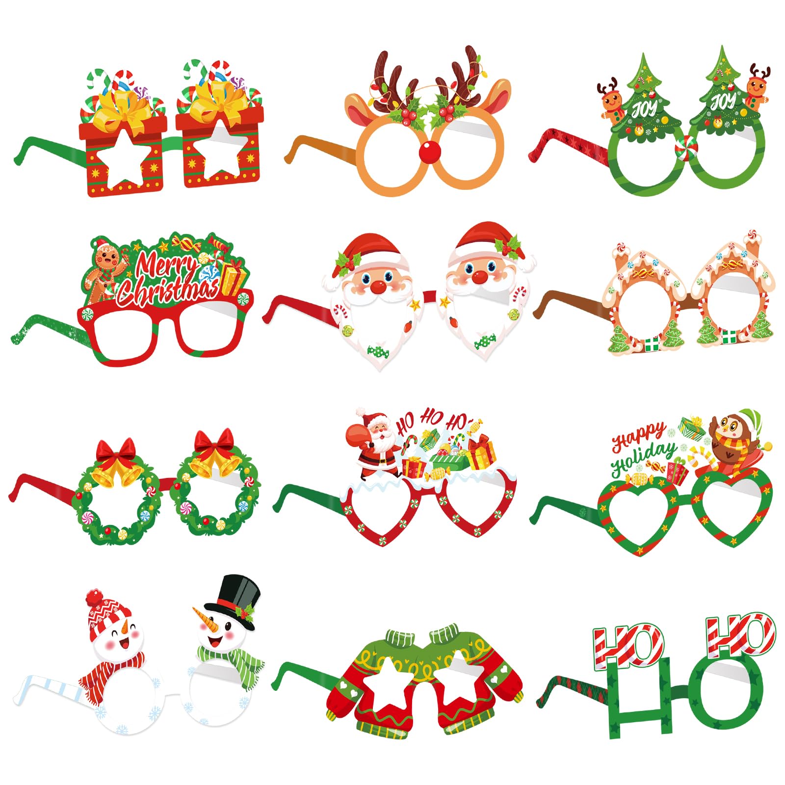 Amazon.com: Konsait Christmas Glasses 24 PCS Christmas Party Glasses ...