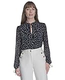 Women's Long Sleeve Dot Print Tie Neck Blouse