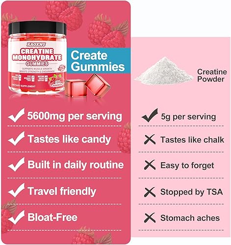 Miniatura 8 de Gomitas de monohidrato de creatina para hombres y mujeres, 120 CT  5000 mg de monohidrato de creatina por porción  Creatina masticable sin azúcar