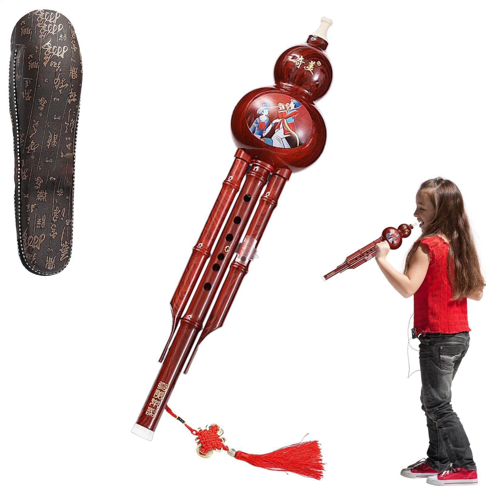 Flauto di, strumento etnico, Hulusi fatto a mano cinese - Flauto di etnico per bambini - Strumento educativo musicale con suono caldo e morbido per appassionati, bambini, professi