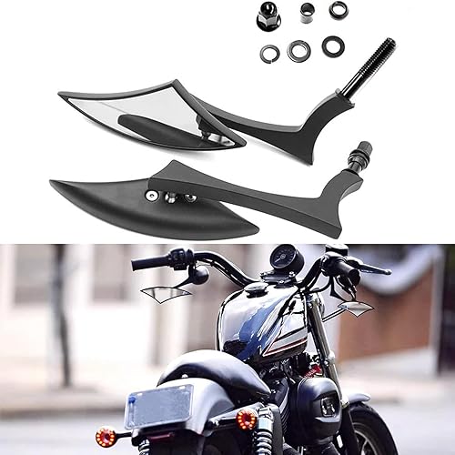 Espejos laterales de aluminio para motocicleta de 0.315 in para Harley Davidson Cruiser Choppers Bobber Bike (negro mate)