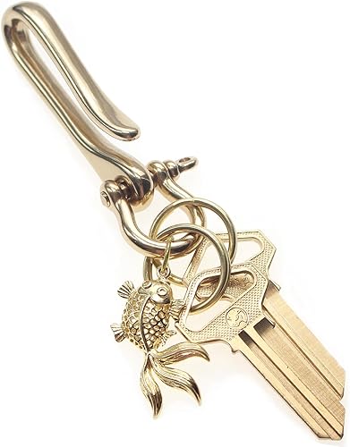 Gold Brass Key Ring,Belt Clip for Keys,Purse Key Holder,Pants Key Hook,Key Fob Keychain,Key Chain Clip for Women Men