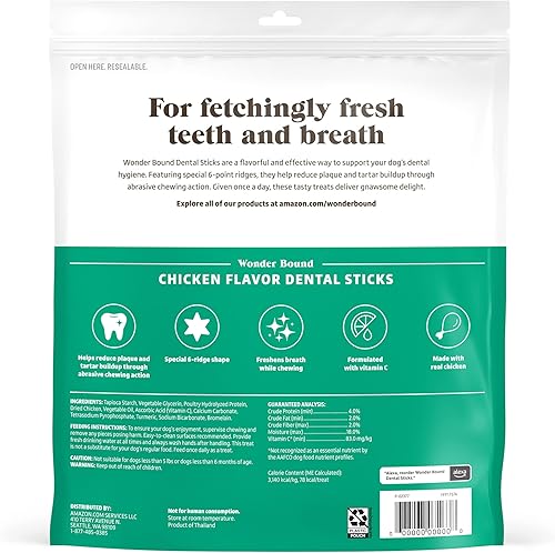 Miniatura 2 de Marca Tienda  Wonder Bound Palitos dentales con sabor a pollo para perros grandes (más de 30 libras), forma de 6 crestas para control de placa y