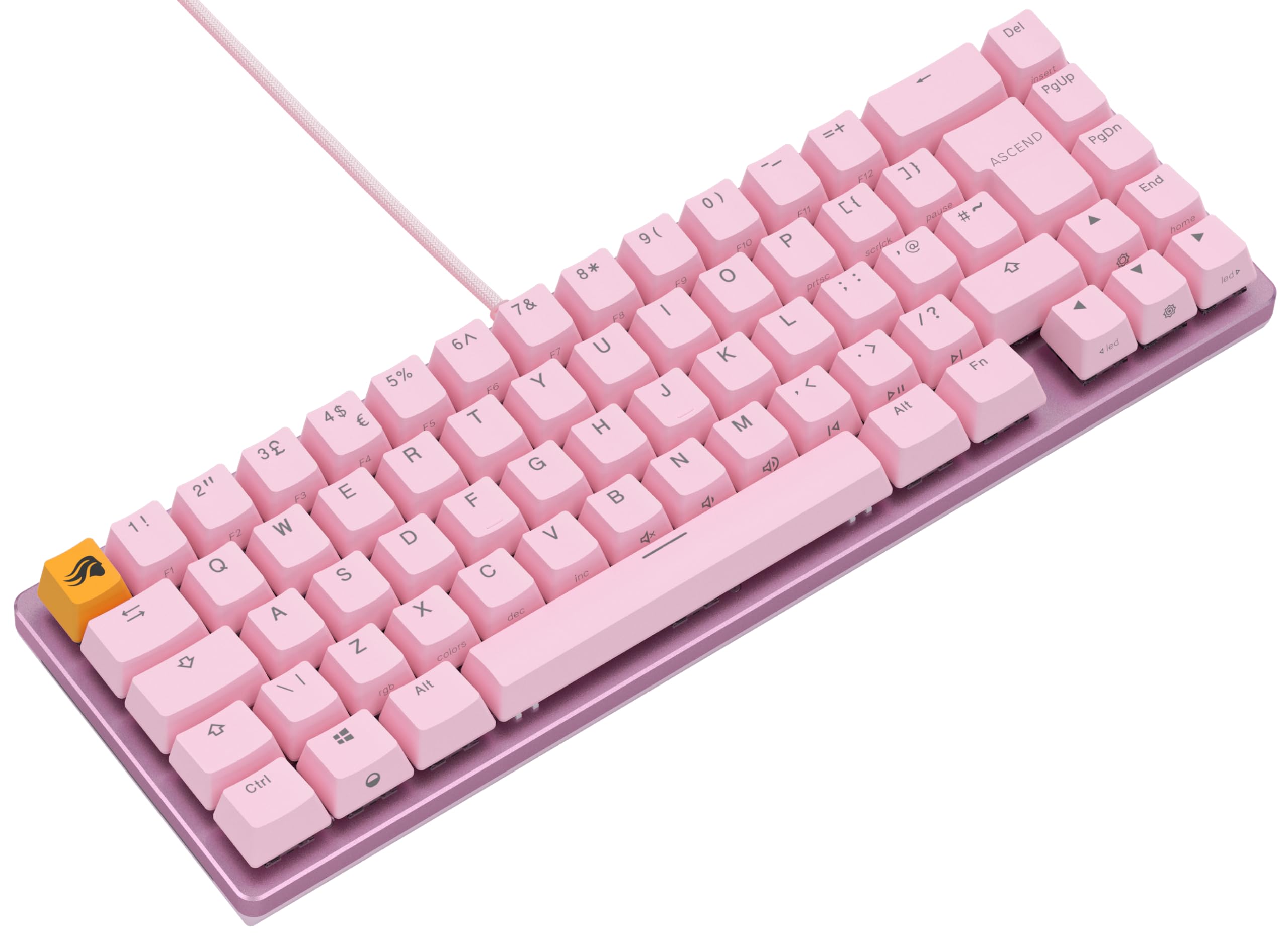 GLORIOUS Gaming GMMK 2 Compact (65%) - tastiera gaming mecc., TKL compatta 65%, alluminio, personalizzab., tasti doppia iniezione, Fox Switches, RGB per ogni tasto, layout QWERTY inglese - Rosa