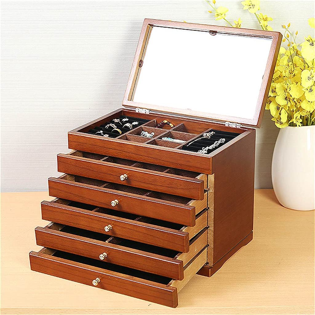 Holz-Schmuckkästchen, Schmuck-Display, Schatulle, Ohrringe, Ringkästen, Schmuck-Organizer, Geschenkbox, braun Beauty Comes