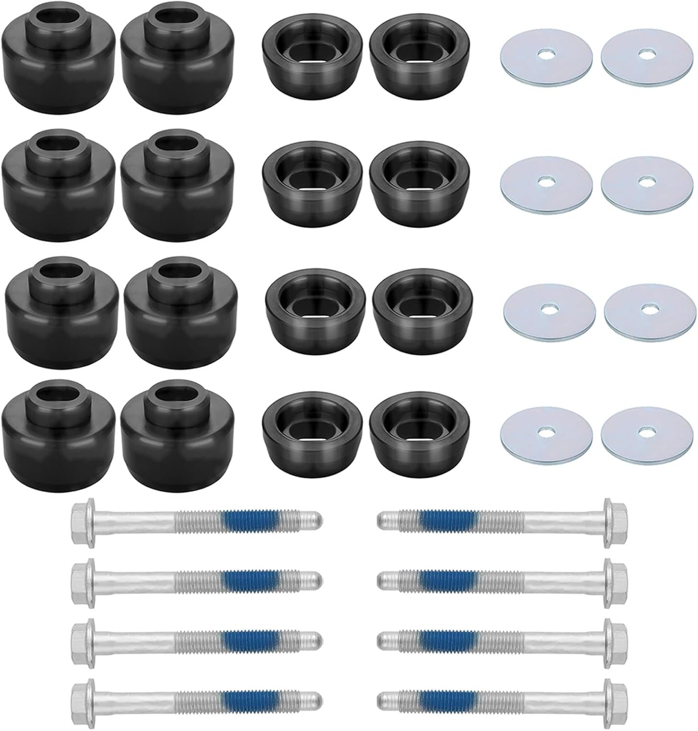 7-141 Body and Cab Mount Bushing Kit for 1999-2014 Chevy Silverado & GMC Sierra 1500/2500 2WD/4WD Body Cab Mounts with Mount Cushion Bolts 1999-2004 Replaces# 11516868 15704260 (Black)