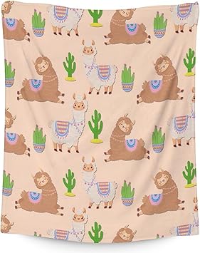 Blanket for Girl Boy - 50x60 Inches Cute Llama Throw Gifts - Brown Soft Fuzzy Blankets for Bed, Couch & Living Room