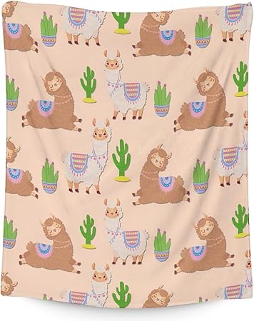Blanket for Girl Boy - 50x60 Inches Cute Llama Throw Gifts - Brown Soft Fuzzy Blankets for Bed, Couch & Living Room