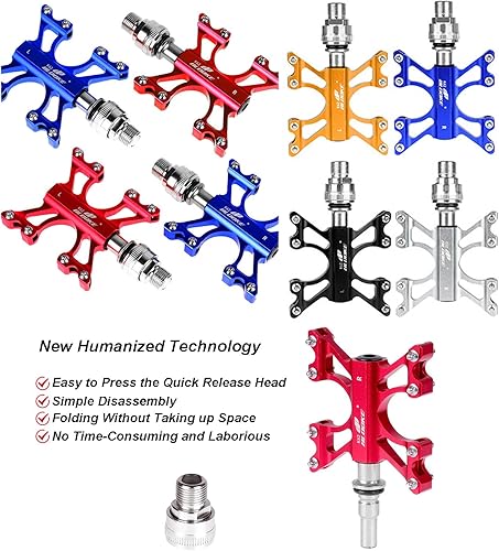 Miniatura 3 de Pedales ultraligeros MTB 916 pulgadas aleación de aluminio CNC liberación rápida hebilla pedales 3 rodamientos sellados con pedales soporte de