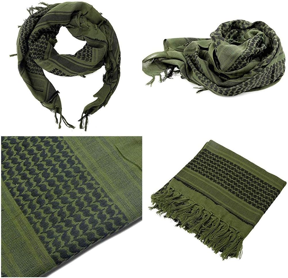 100 percent Cotton Military Shemagh Arab Tactical Desert Keffiyeh Thickened Scarf Wrap for Women and Men, Army Green, One Size at  Men’s Clothing store