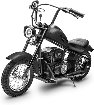 Patikuin 24V Electric Dirt Bike, Electric Motorcycle for Kids 2 Speed Max Up to 14 Mph & 60 Minutes Continuous Motorbike with Led Lights, Leather Seat, Handbrake for Big Kids Teen