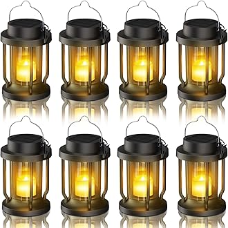 Solar Candle Lantern(Black, 8 Pack)