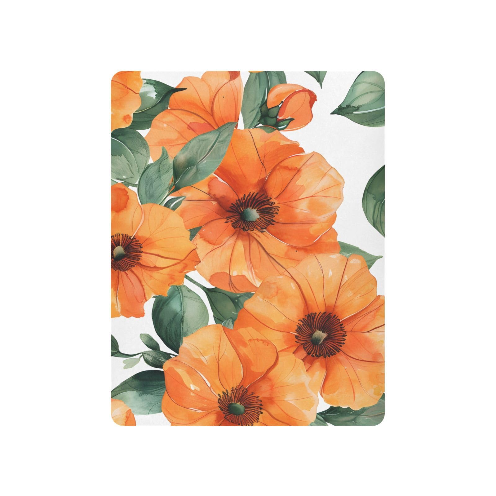 JIPONI Orange Poppy Flowers Soft Playard Sheet- Pack & Play Sheets Fitted, Breathable Mattress Cover for Standard Size Play Yard, 39’x27’x5’