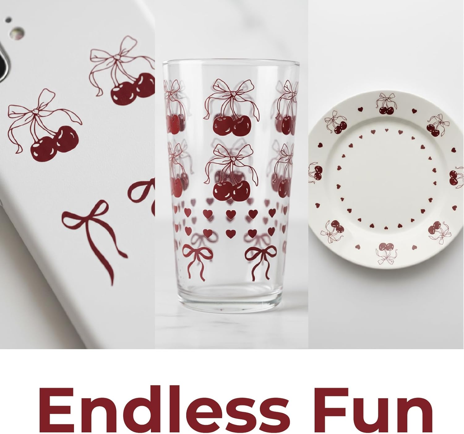 Black Cherry Owala Water Bottle Stickers Set for Owala FreeSip 24/32/40oz & Kids, UV DTF Transfer Decals with Cherry Pearl Charm, Personalized Accessories for Stanley Cup 40/30 oz Tumbler (4.5x7.5) - Image 4