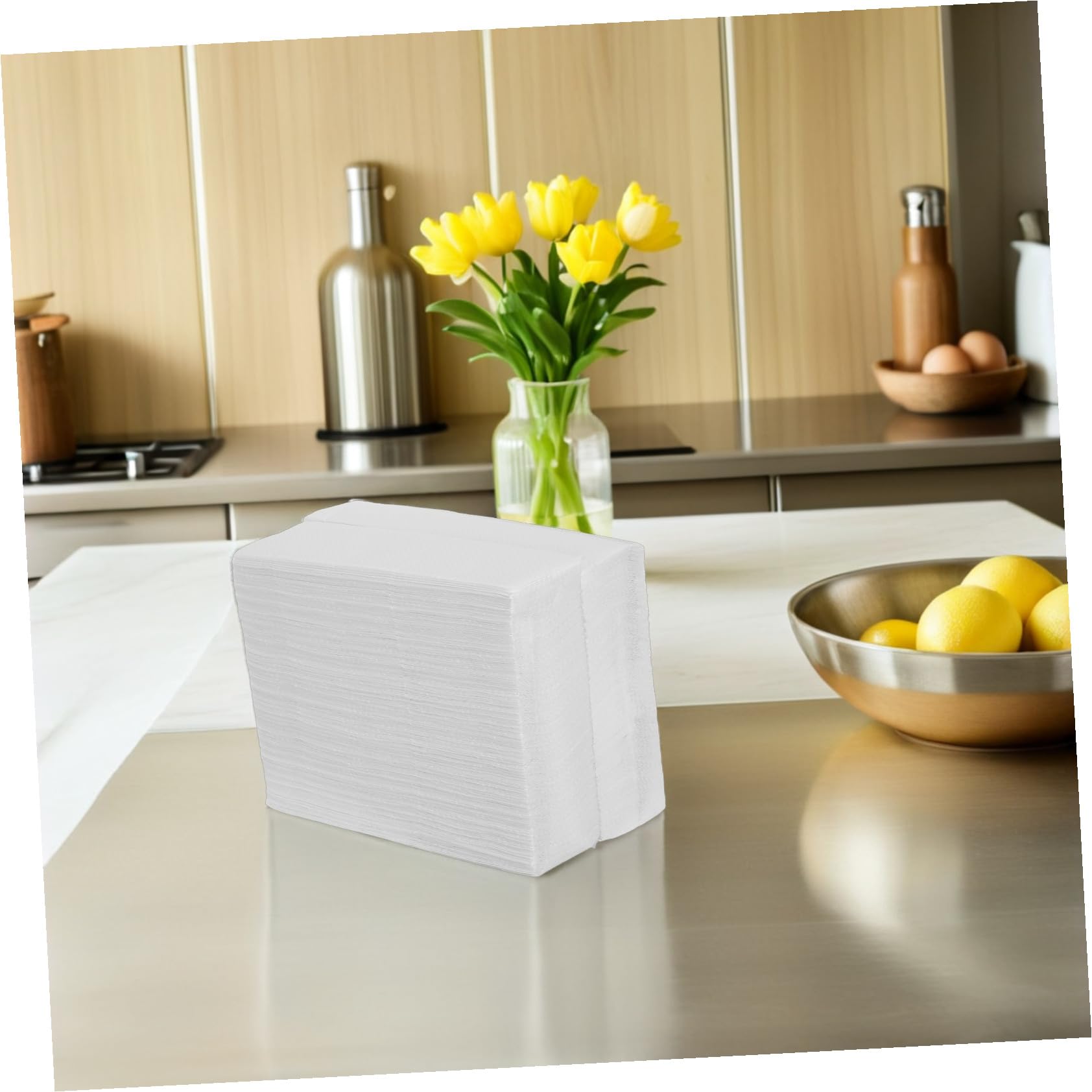 Tovagliolo di Carta Assorbente Rinforzato 400 Pezzi in Polpa | Bianco, Uso per Casa e Ristorante, Formato Asciugamani Carta, Carta Velina Bianca
