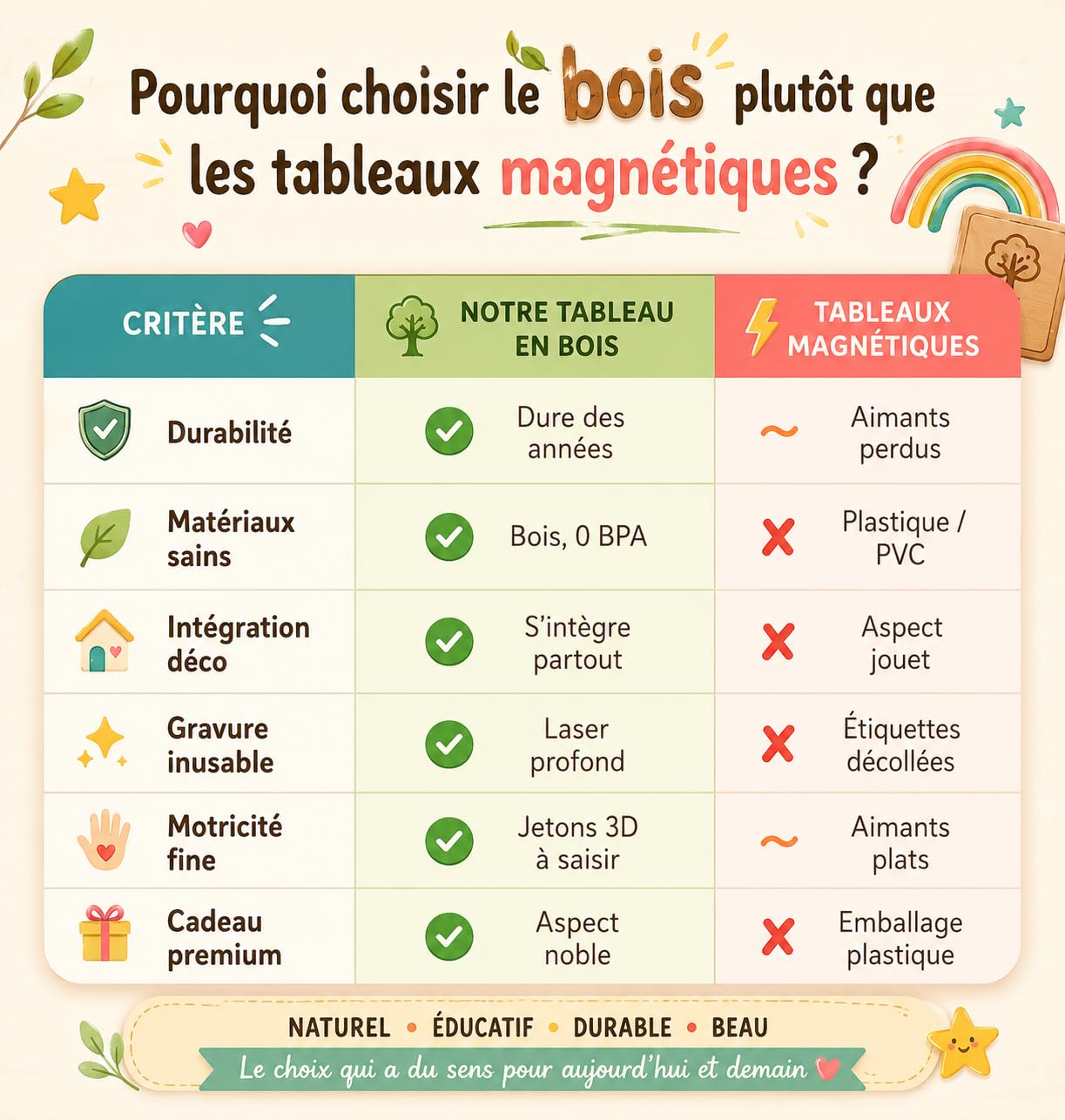 Tableau Routine Enfant Montessori Bois – Planning Journalier Habitudes Quotidiennes Matin Soir – Autonomie Enfant Smileys