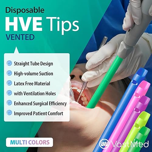 Miniatura 4 de 100 puntas de evacuador de alto volumen HVE  Puntas de evacuación dentales ventiladas con bordes lisos, arcoíris