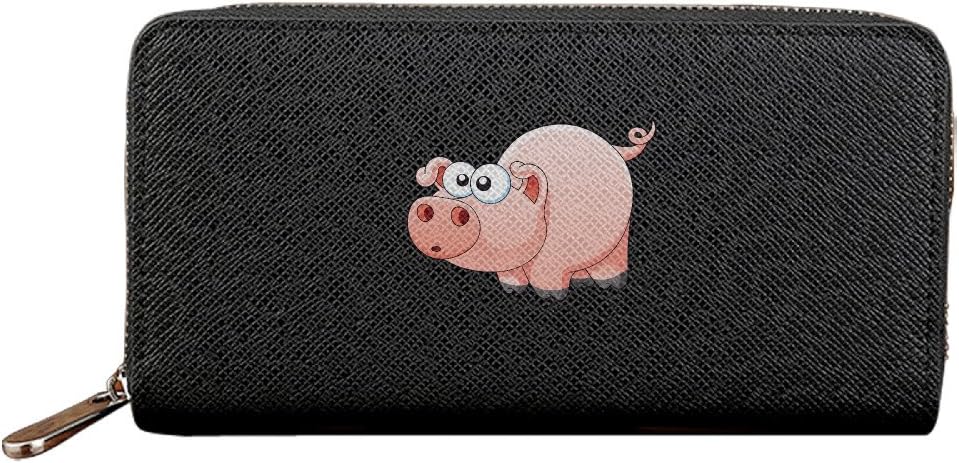 Cartoon Pig Pattern Leather Long Zip Wallet Handbag