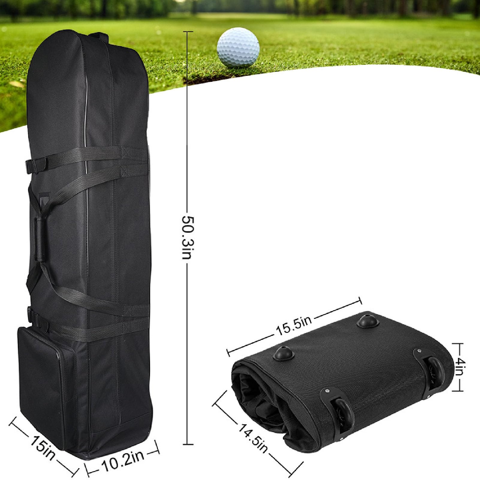 Golf Travel Bag with Wheels, Padded Golf Travel Bag with Wheels Protective Golf Club Travel Covers with Handle and Strap for Airlines