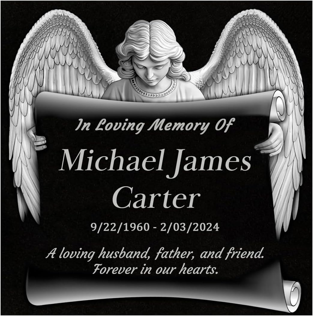 12x12 Personalized Granite Memorial Plaque – Custom Headstone for Graves, Cemetery or Garden, Engraved Grave Marker for Loved Ones, Tombstone Plaque for in Loving Memory Tribute.