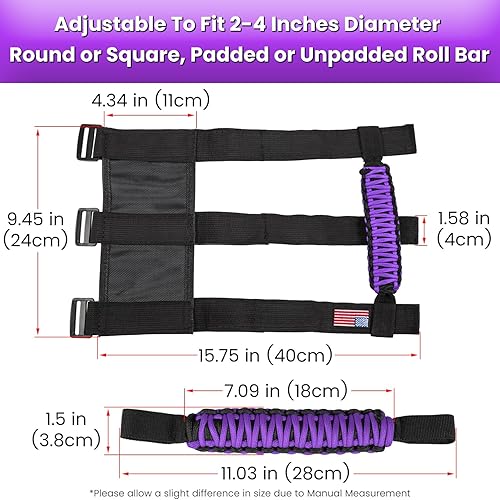 Vista 100 de 4 asas de agarre para Jeep Wrangler JK JKU JL JLU TJ YJ Sports Sahara Freedom Rubicon Unlimited Gladiator JT 1955-2023 UTV ATV Premium 550 Paracord