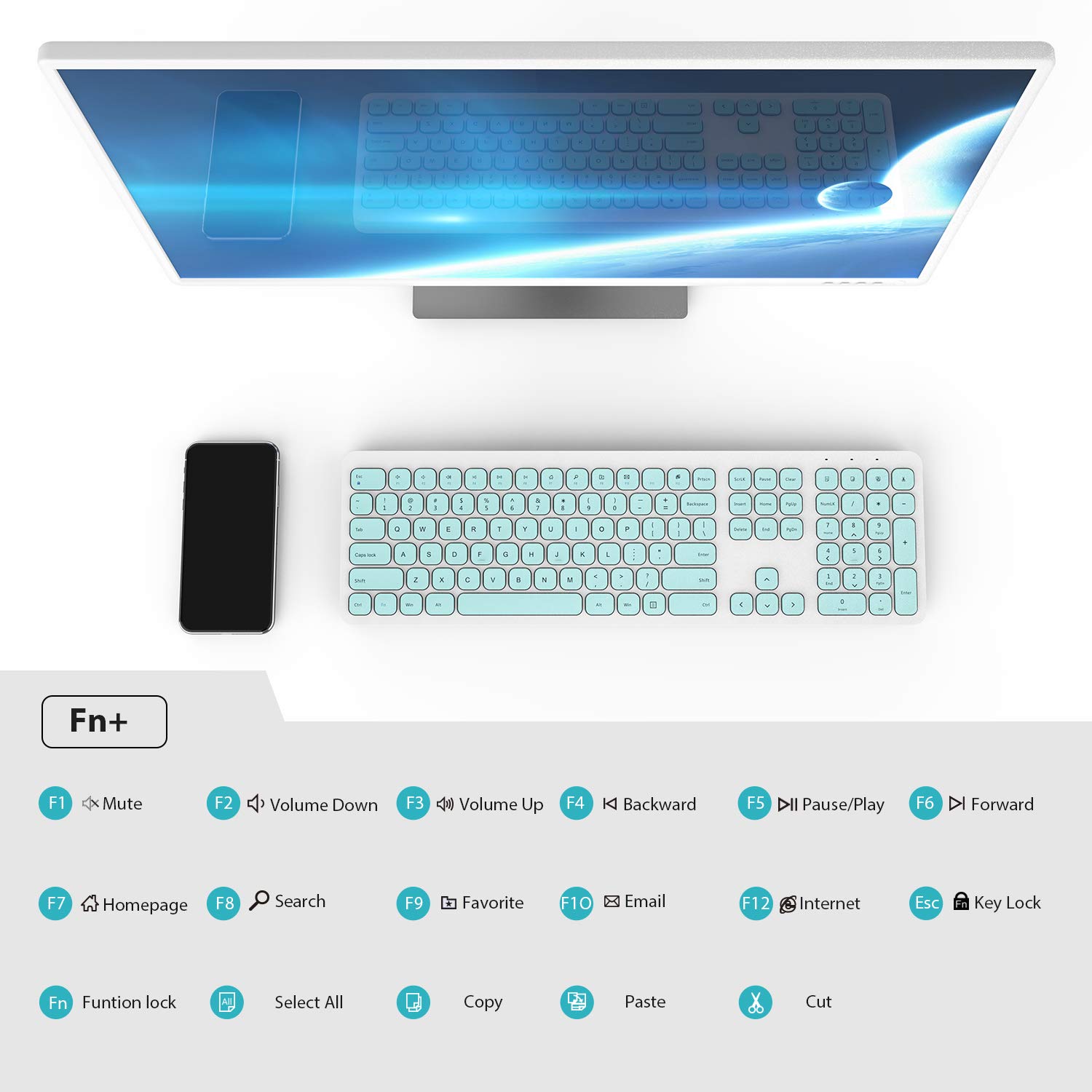 cimetech Wireless Keyboard, 2.4G Advanced Full Size Keyboard with