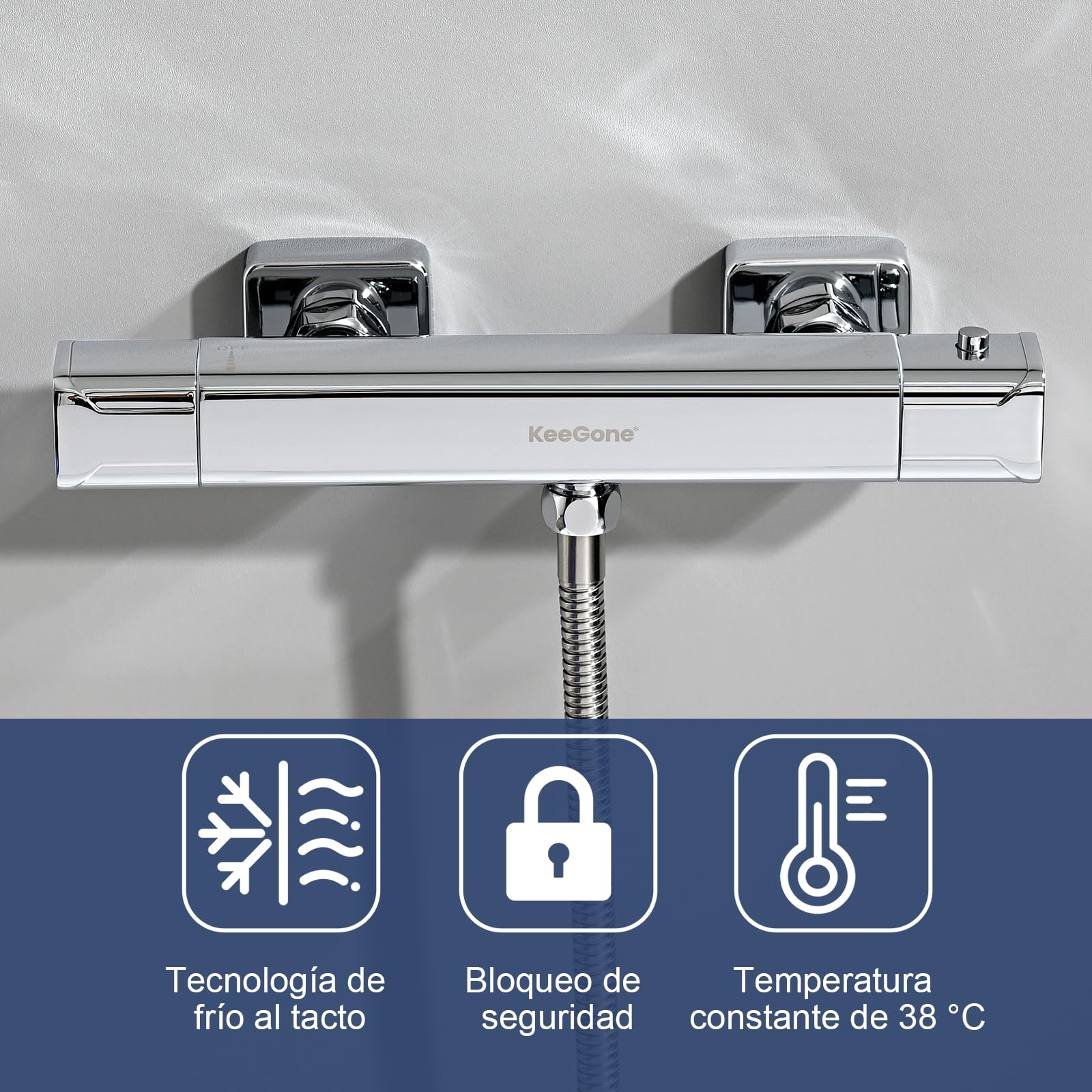 Grifo termostático anti-escaldaduras con bloqueo 38°C para baño