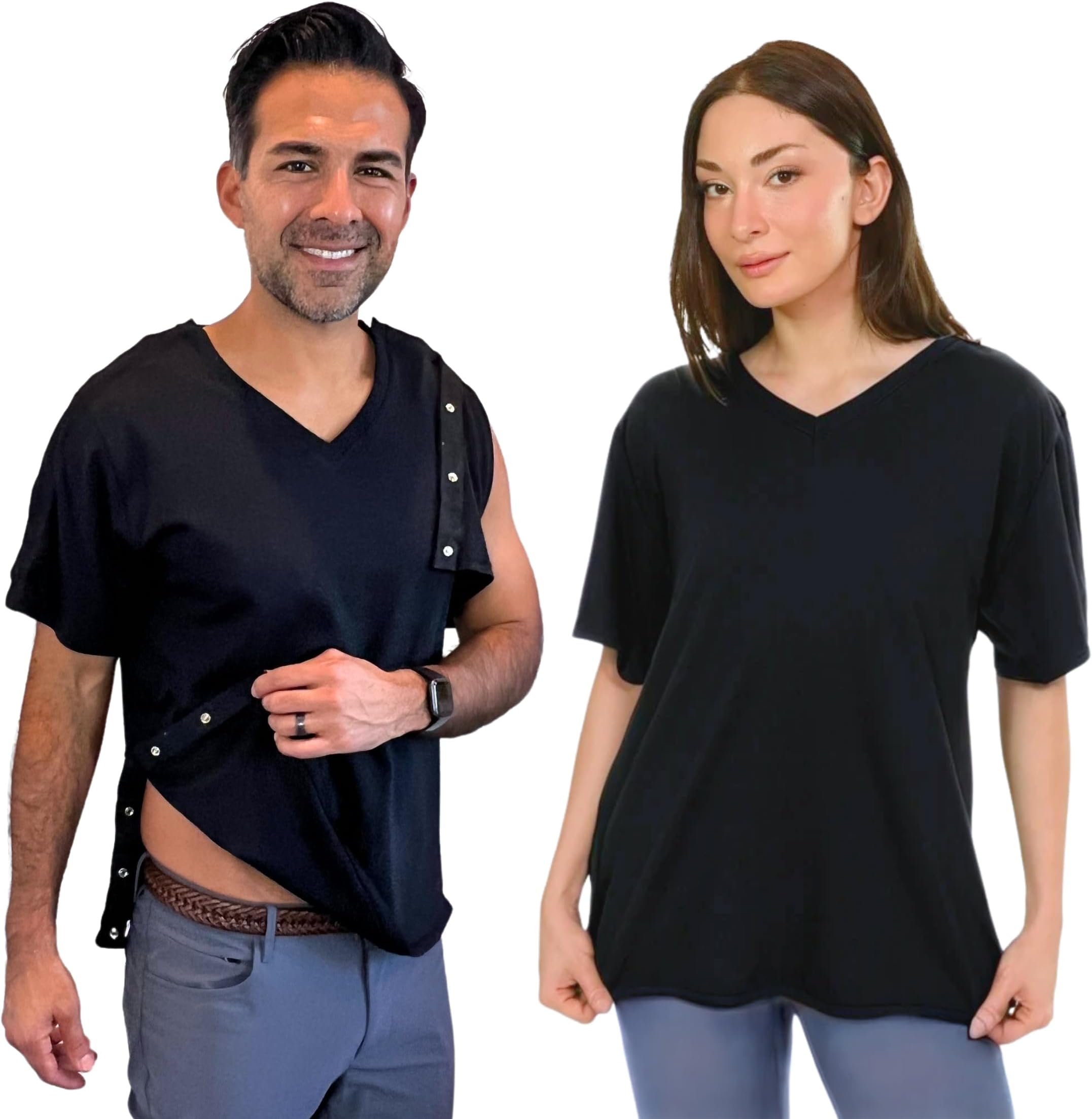 Inspired ComfortsUnisex Post Surgery & Rehab V Neck Dual Access Snap Shirt