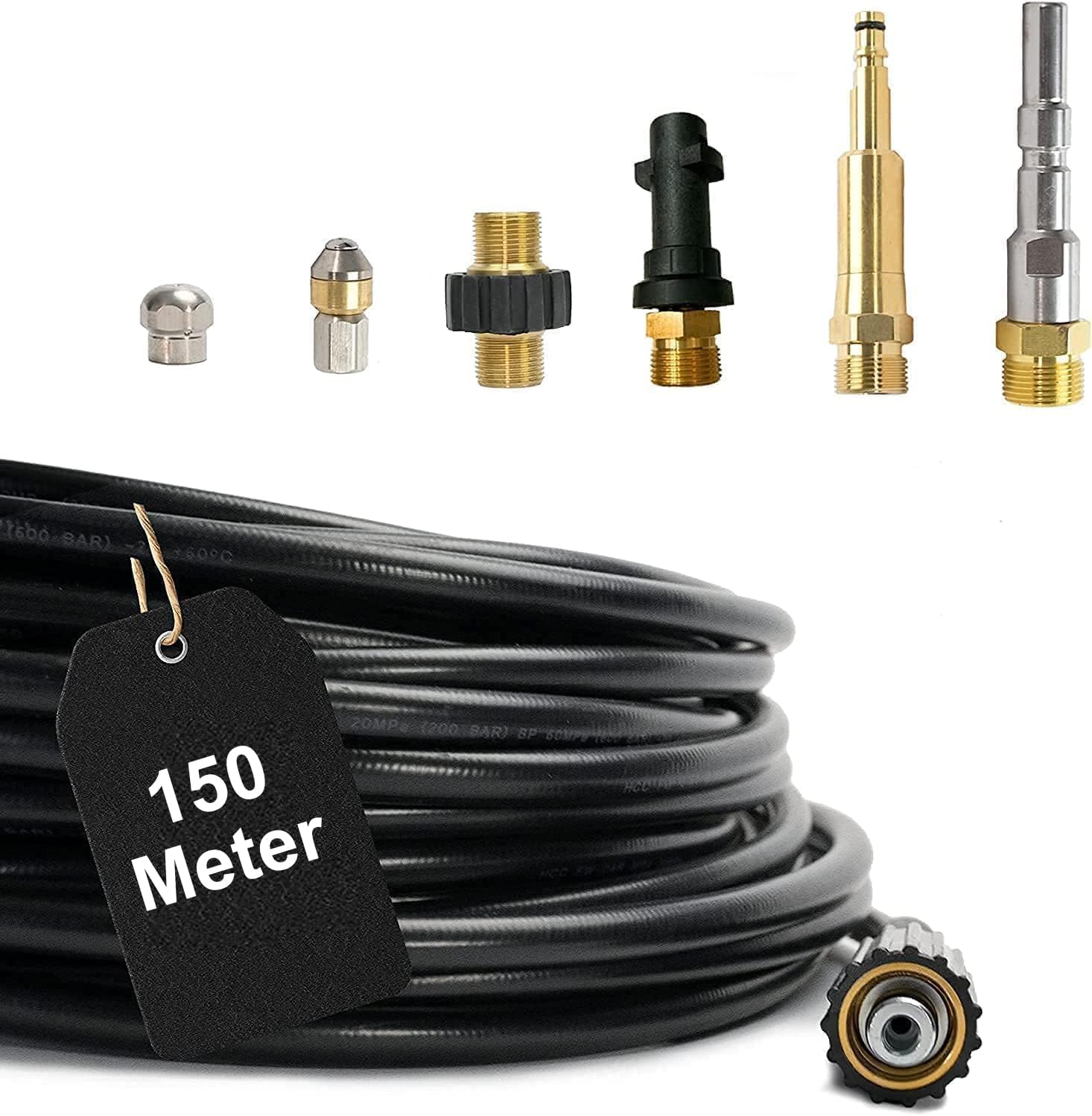 M&M Smartek manguera desatascadora, kit 7 piezas, para KEW/Nilfisk, 160 bar | Kit desatascador con manguera, adaptadores y boquillas según variante; comprobar conexiones, presión, contenido y equipo.