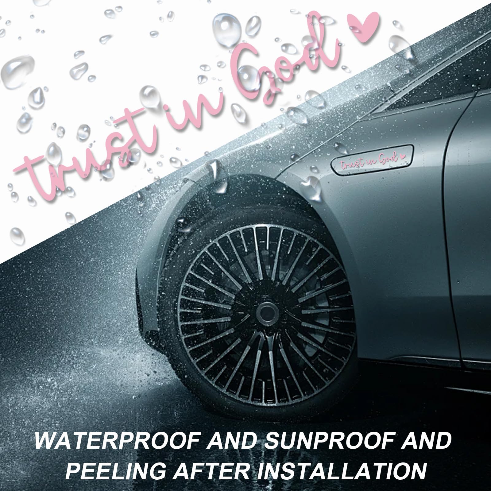 2 PCS Trust in God Rearview Mirror Decals Automotive Vinyl Rear View Mirror Decorative Stickers Waterproof Trust in — view 4