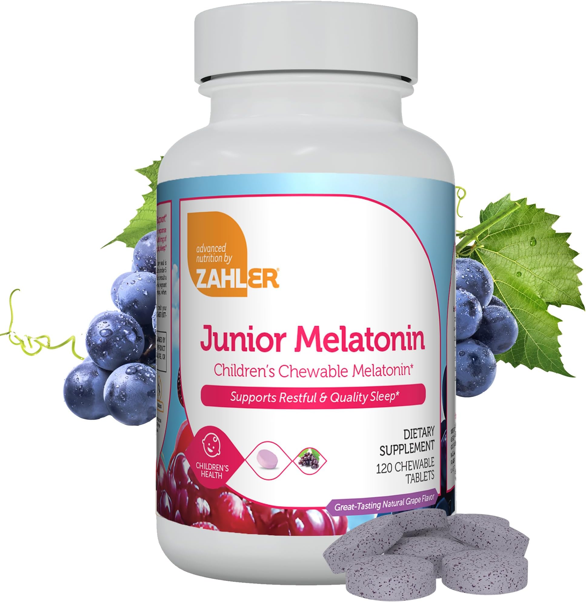 1MG Children's Melatonin for Kids - Sleep Support and Quality Rest for Ages 4+ Delicious Natural Grape Flavor - Non GMO Kosher Low Dose Childrens Melatonin 1 MG (120)