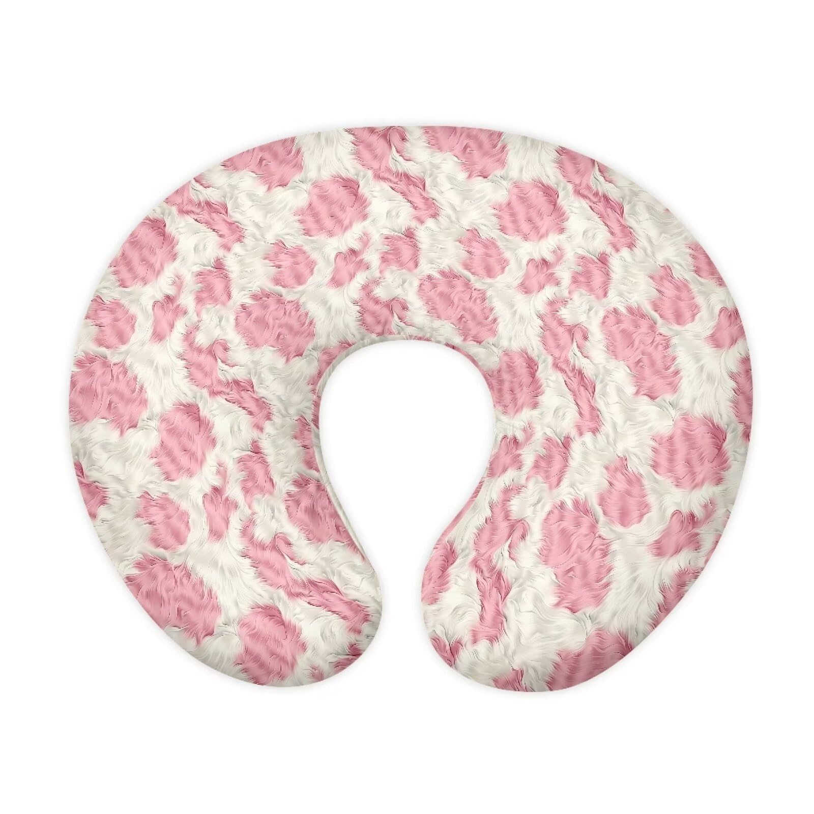Drnuikhe Pink Cow Spot Nursing Pillow Cover for Baby Girls Newborn U-Shaped Breastfeeding Pillowcase Pink Nursing Pillow Slipcovers Fits The Original Support Pillow