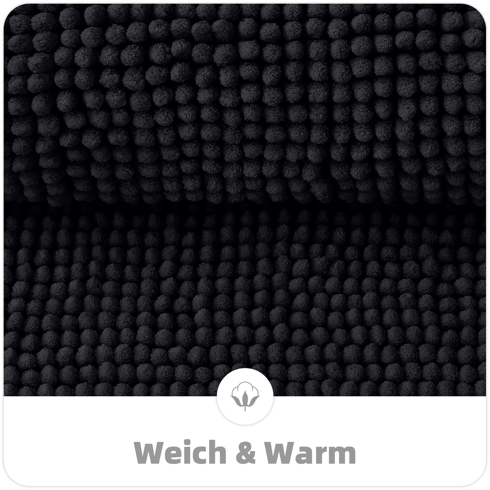 OLANLY Tapis de bain en chenille antidérapant 60 x 120 cm noir