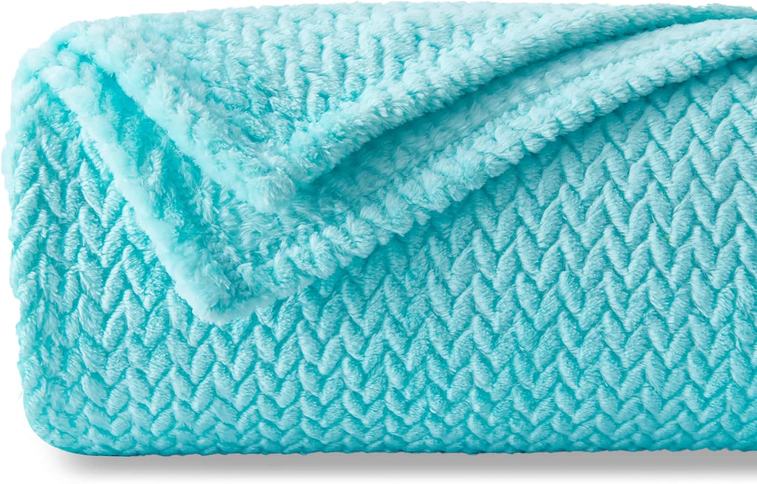 NEWCOSPLAY Super Soft Throw Blanket Turquoise Premium Silky Flannel Fleece Leaves