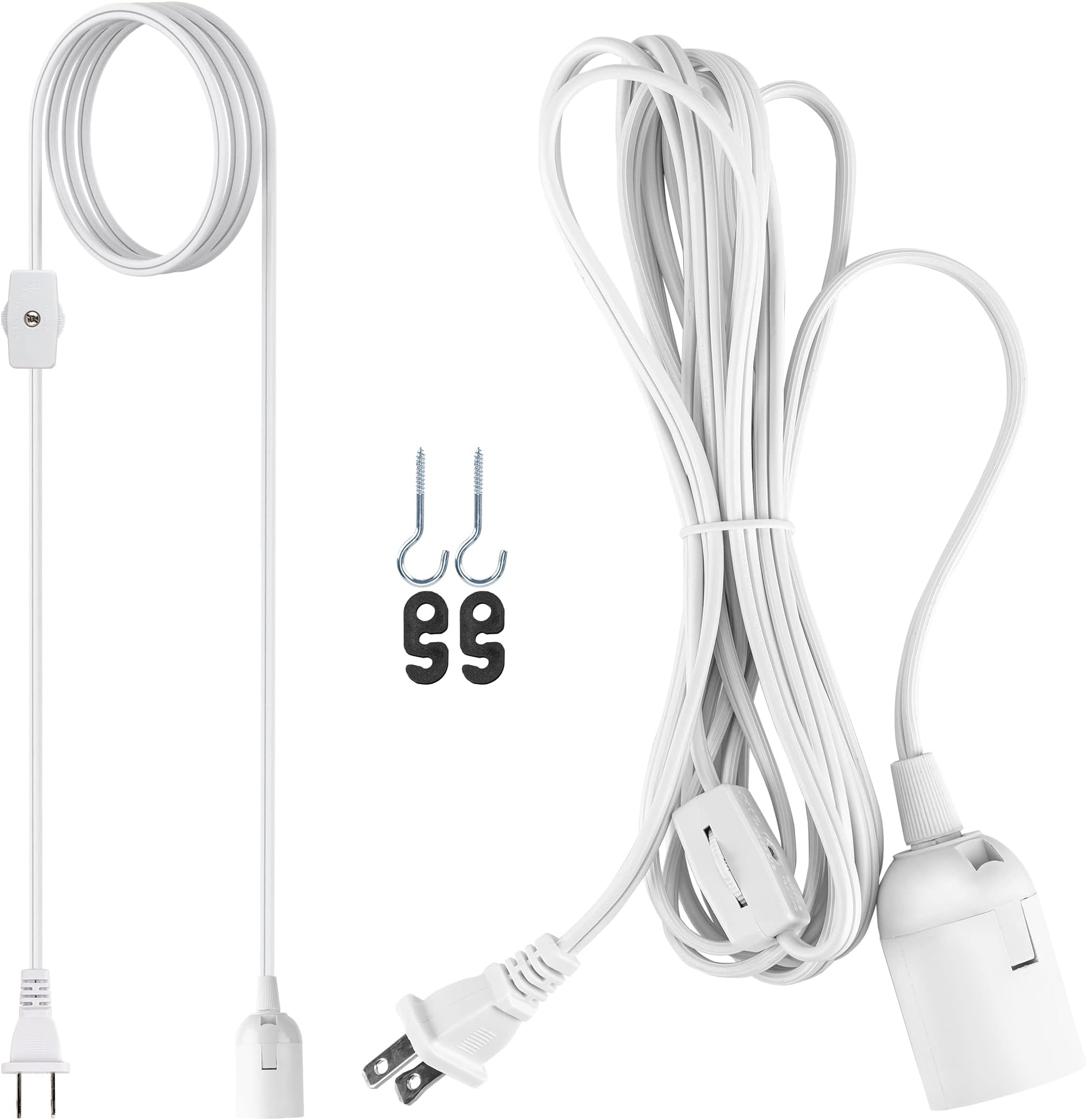 E26/E27 Light Bulb Socket With 15ft Cord And On/Off Switch Hanging Light Cord Extension,Whtie - View #9