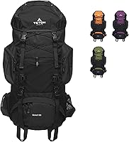Teton Scout 55L Internal Frame Backpack for Hiking Camping - Adjustable Torso, Rain Cover Included, Black
