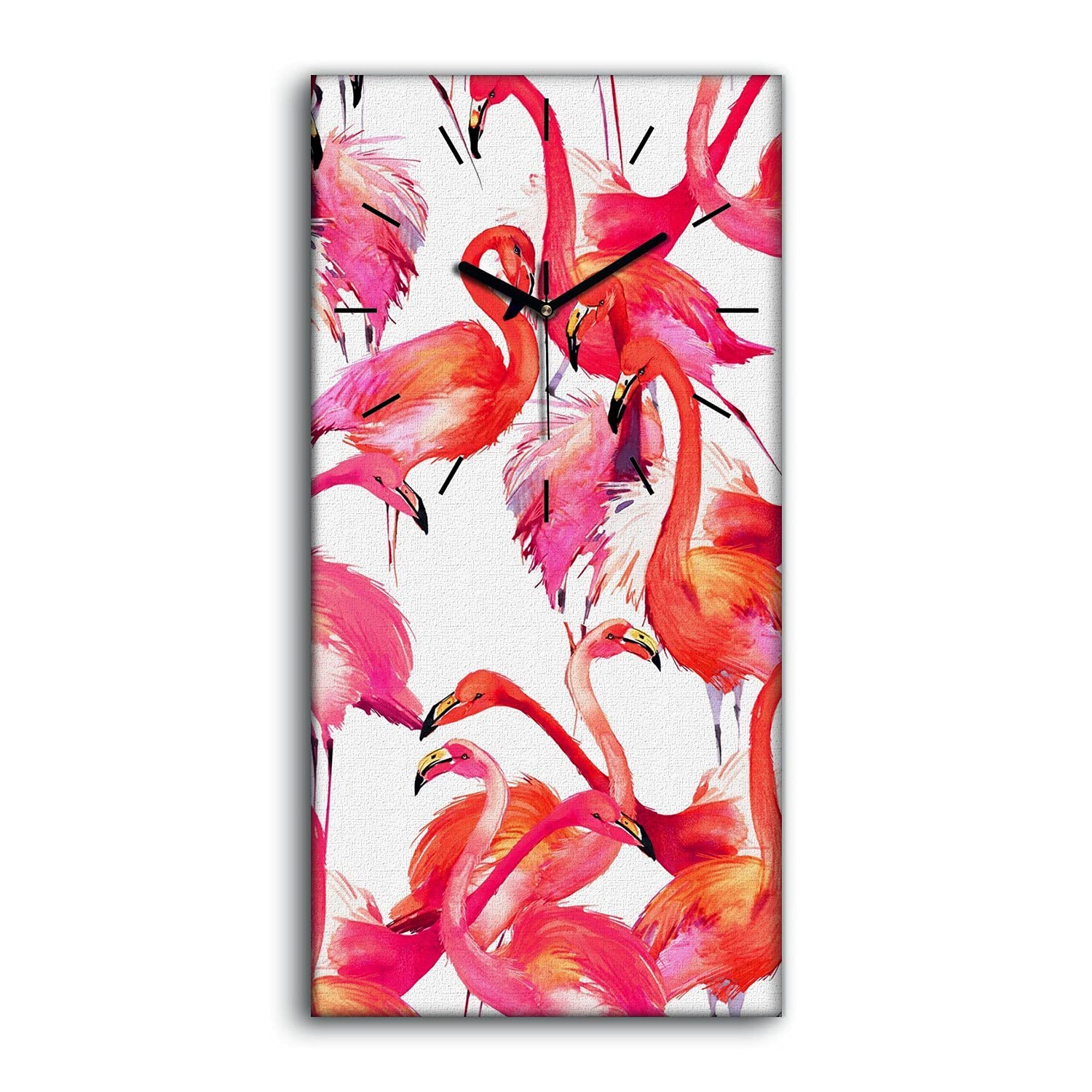 Horloge sur toile flamants abstraits 30x60cm Coloray pour salon
