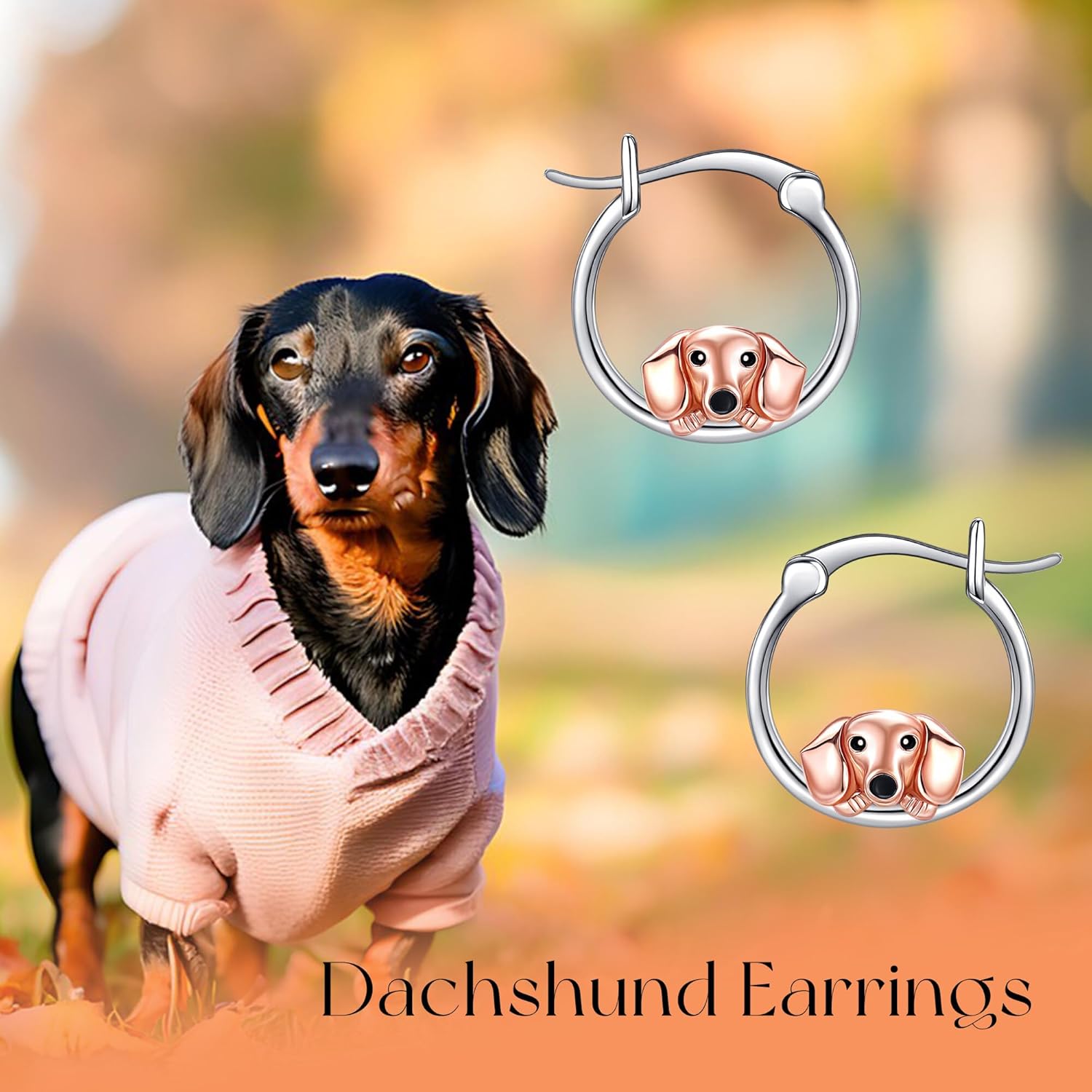Dachshund Hoop Earrings S925 Sterling Silver Cute Dachshund Earrings Animal Jewelry Gifts for Women Dachshunds Lovers - Image 5