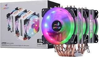 LED Aircooler, CPU Cooler 6 Heatpipes 4 pinos 90 mm PC Air Cooler CPU ventilador radiador para Intel e AMD