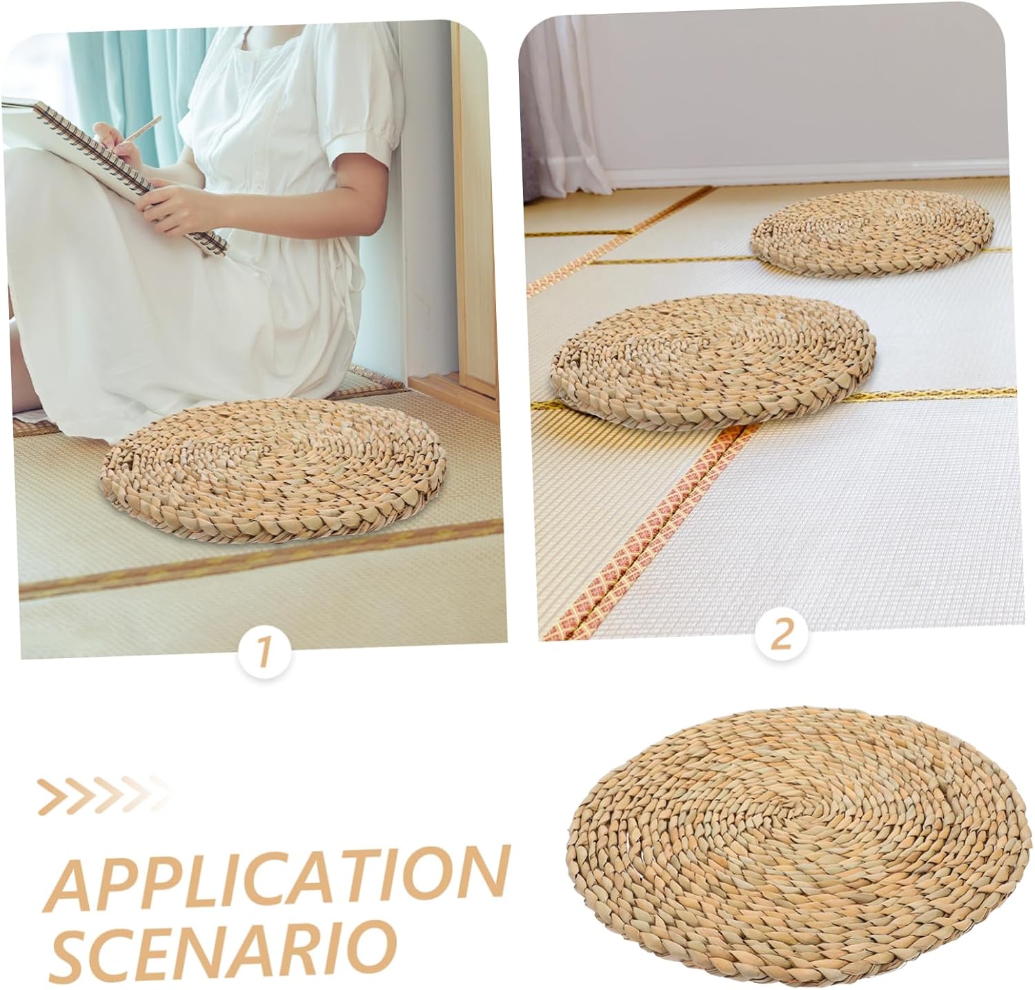 Cushions for Outdoor Furniture Round Straw Pillow Woven Floor Pillow for Yoga