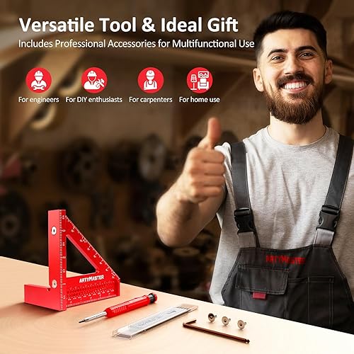 Miniatura 7 de Regla cuadrada de medición multiángulo 3D de 3.8 pulgadas, WT102A herramientas de carpintería de alta precisión para trabajar la madera,