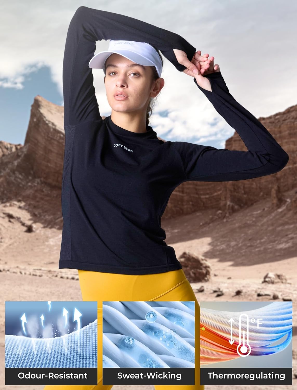 COZYZERO Women’s Merino Wool Long Sleeve Baselayer Shirt – Ultrafine Soft, Thermal & Breathable for Skiing & Snow Sports