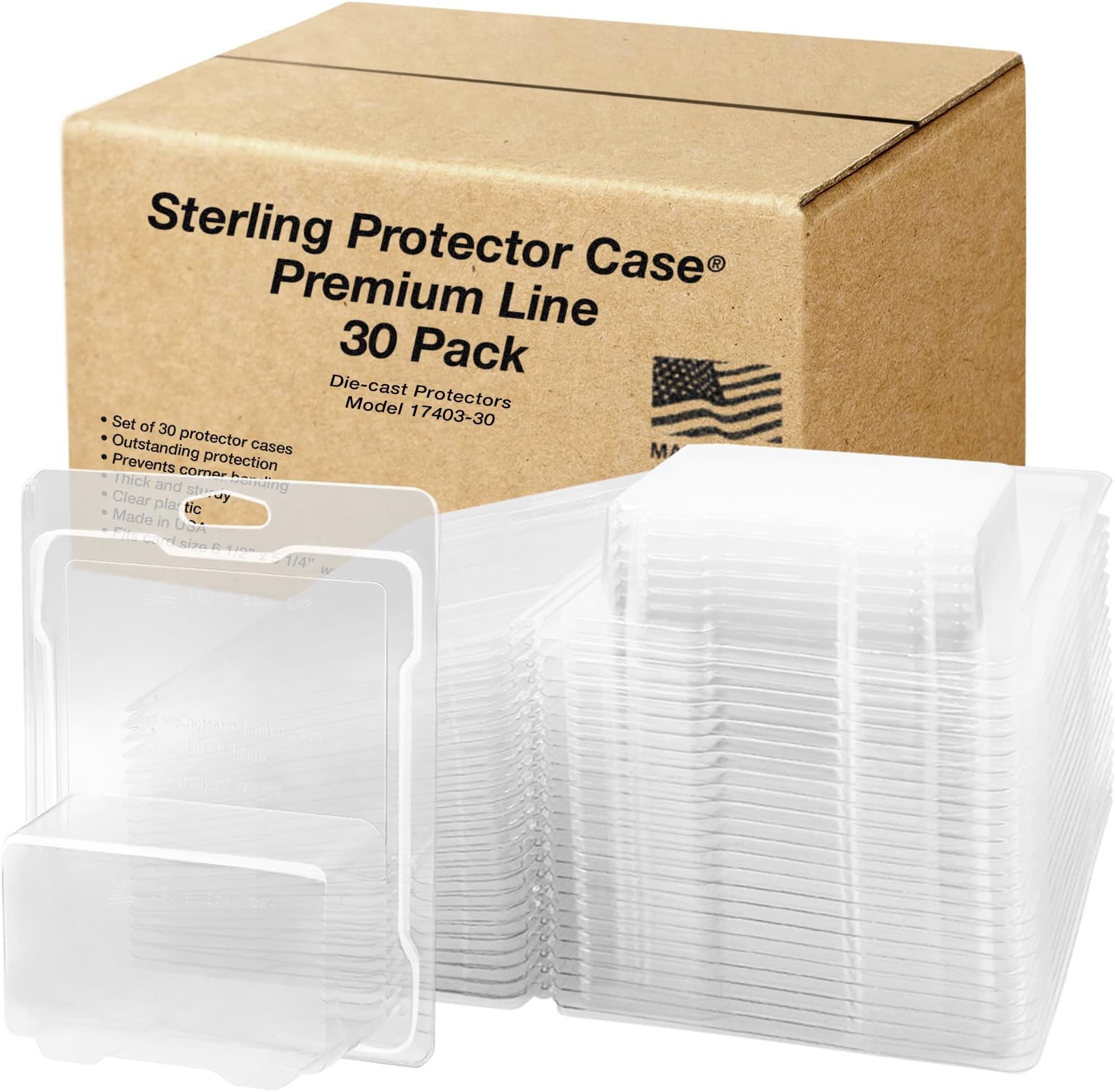 Sterling Protector Case Model 17403 Premium Line 30 Pack for Hot Wheels Premium Diecast, Fits Card Size 6.5 x 5.25 inches Durable Acid-Free Clear Storage Clamshell