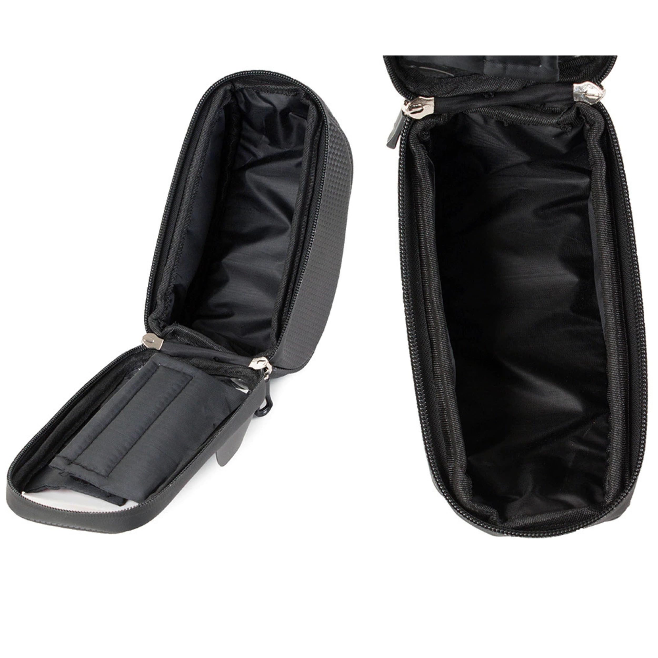 PARENCE. Sacoche Étanche Porte-Téléphone Vélo – Fixation Cadre/Guidon – Façade Tactile – Double Zip – Noir – Jusqu’à 6,8”
