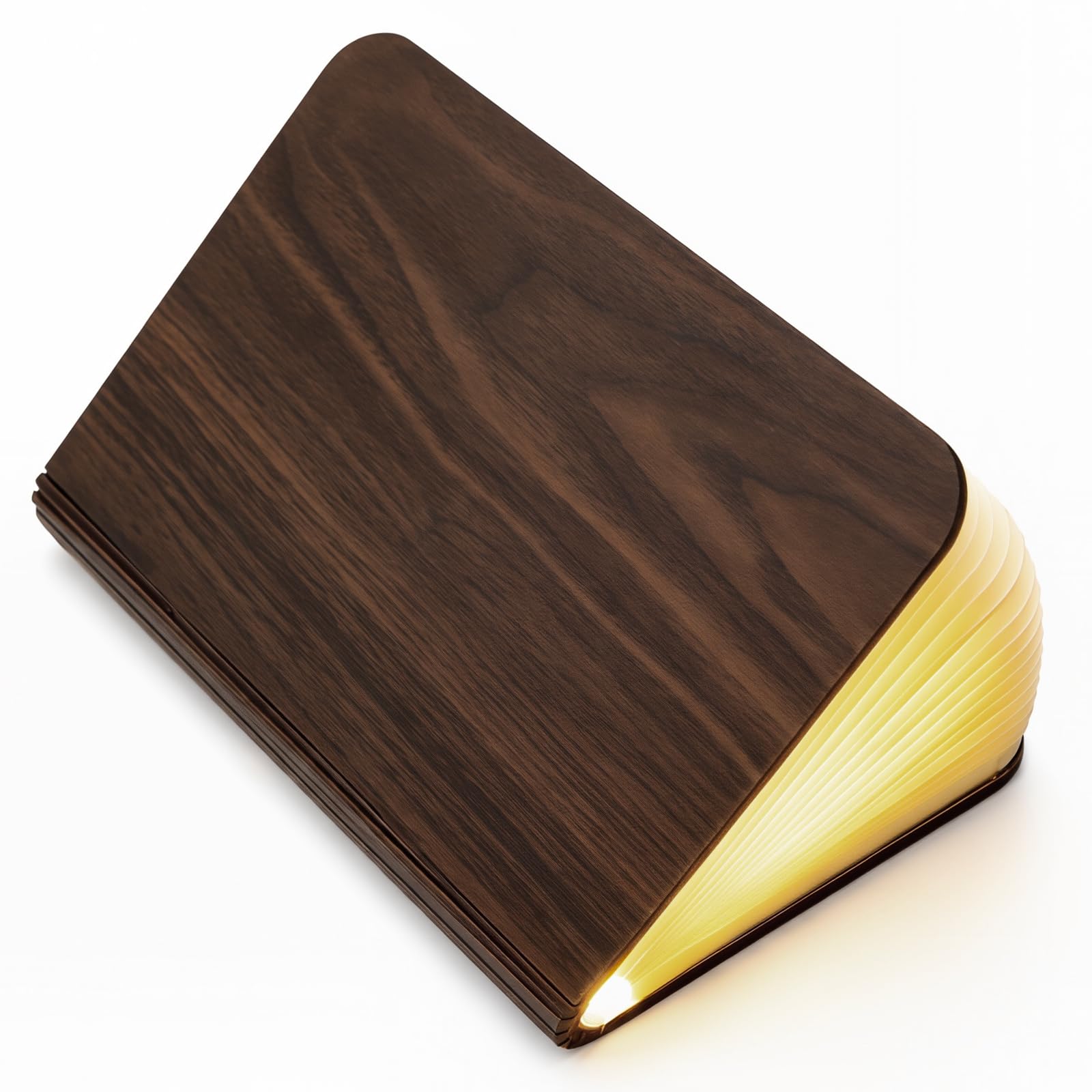 LED Livre Lampes Pliante Rechargeable par USB, lumière LED magnétique en bois avec Batterie Lithium en Bois en Papier DuPont Veilleuse Lampe de chevet, Couleur Noyer (22x16x2.5cm)